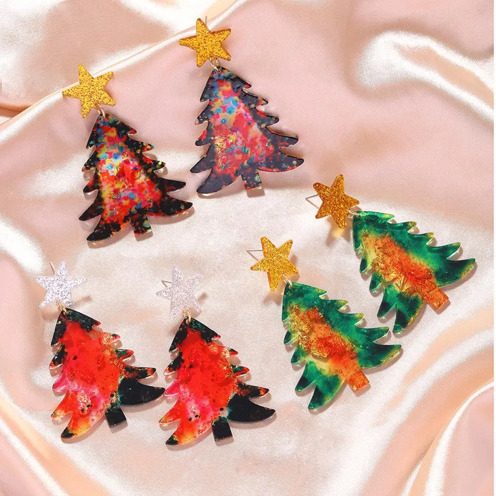 

Girlgo Ba Brand Large Crystal Christmas Tree Dangle Earrings For Women 2020 Fashion Jewelry Statement Earring Wholesale
