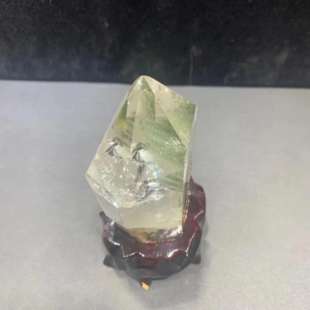 

Natural green ghost mineral specimen healing wood scaffold 534g