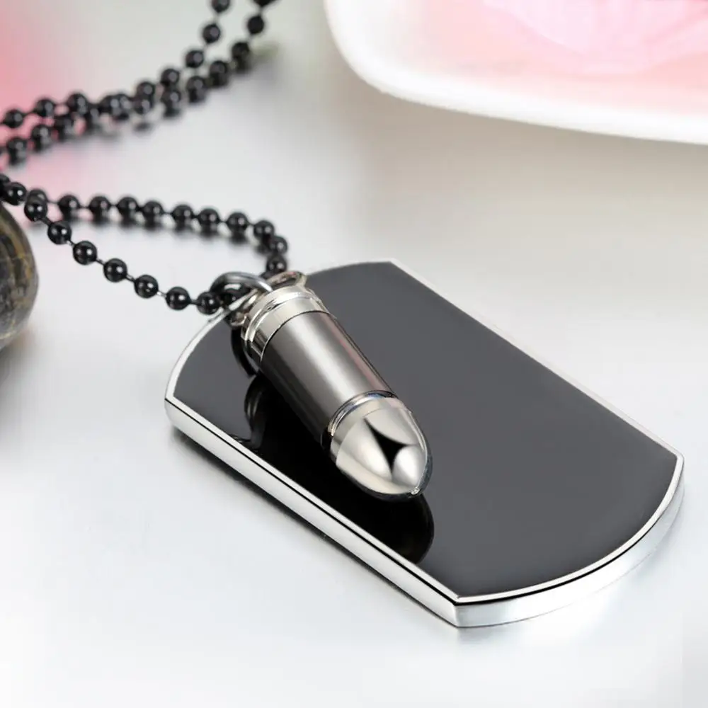 BONISKISS Fashion Men Military Army Bullet Charm Dog Tags Chain Pendant Necklace Customized Personalized Jewelry Gift | Украшения и