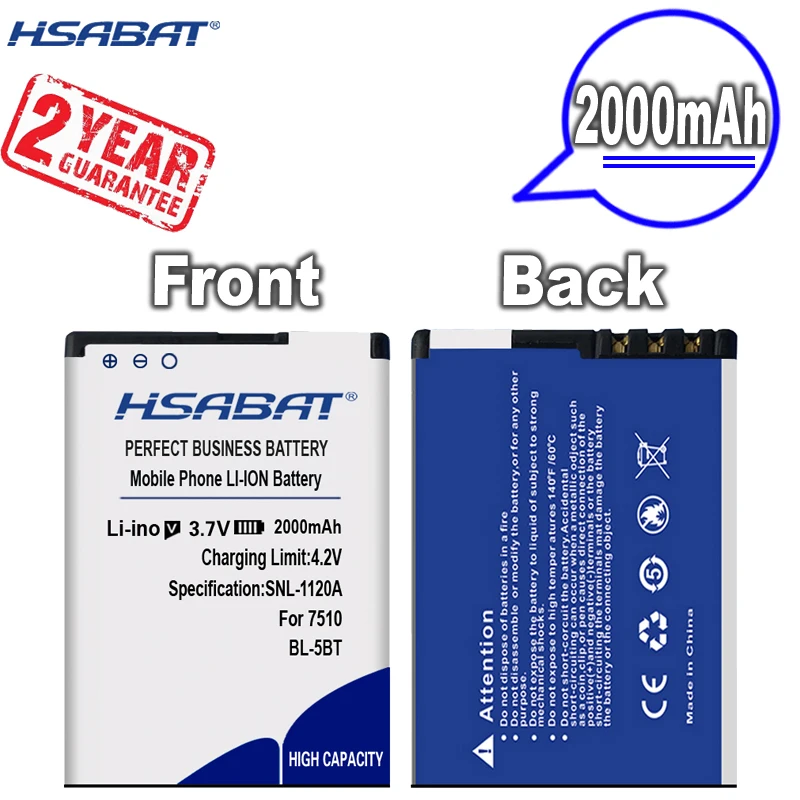 Новое поступление запасная батарея [HSABAT] для Nokia 2000 2600c 7510a 2608 S N75 N76 7510 CLASSIC 2600 2605