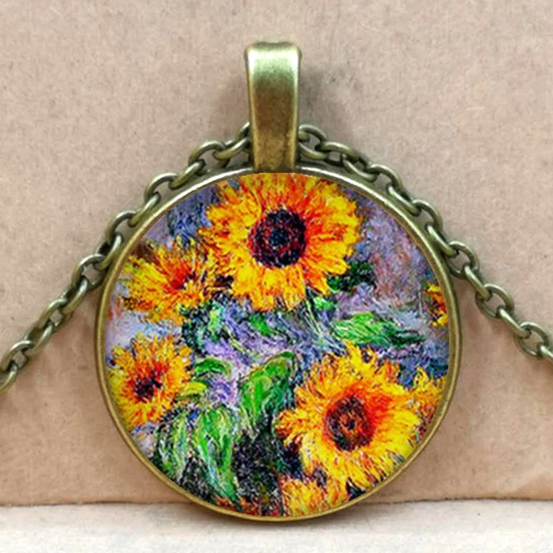 Новое круглое ожерелье с подсолнухом желтая подвеска ювелирное в форме сердца |