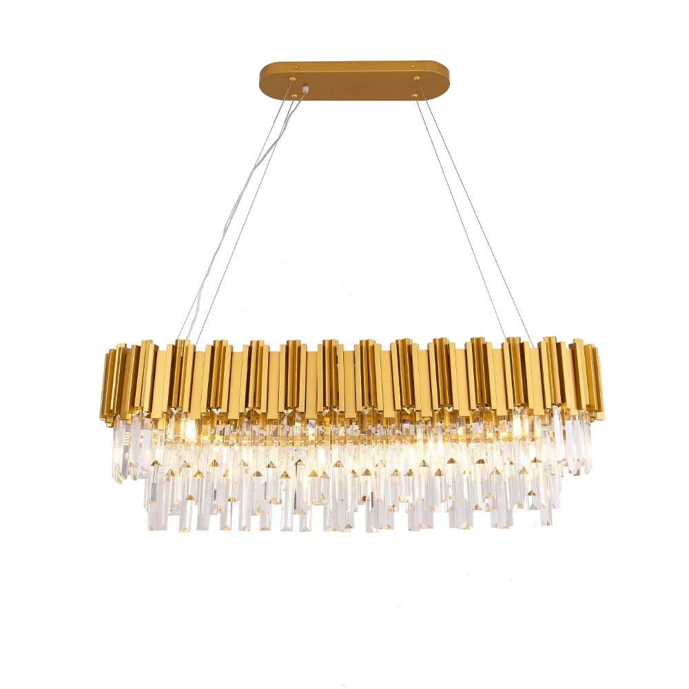 Хрустальная люстра золотистый Прямоугольный светильник для столовой