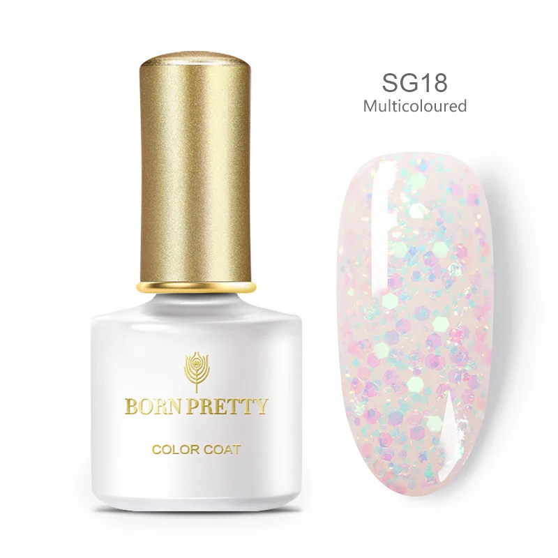 SG18 Born pretty, голографическая гель для ногтей с блестками лак 6 мл Сияющий Блестящий впитывающий УФ-гель лак для ногтей Светодиодный УФ-лампа - Цвет: SG18