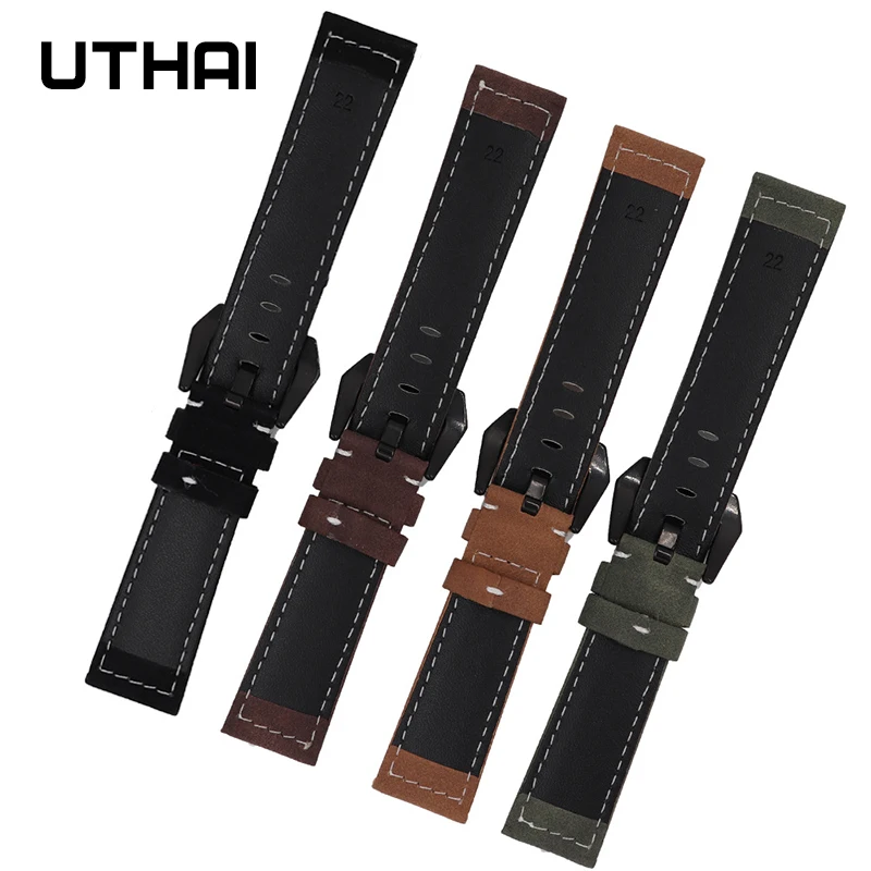 UTHAI ремешок из натуральной кожи 20 мм 22 для Samsung Galaxy Watch 42 46 Gear S2/3 Аксессуары