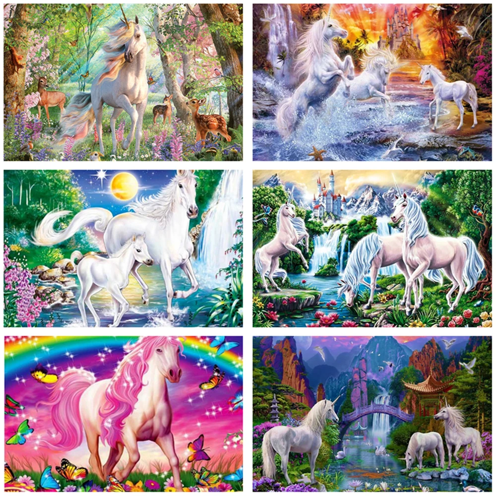 

RAILONCH DIY 5D Diamond Painting Animals Embroidery Horse Full Round Diamond Mosaic Pictures Of Rhinestones Gift