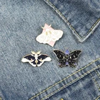 Эмалированные булавки в форме бабочки, модные броши в форме Луны, значок на лацкан для сумки, одежды, готический значок, бижутерия, подарок для детей, друзей
