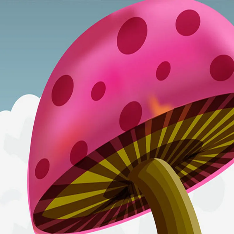 3D фотообои на заказ Рисованные в виде мультяшных прерий грибов для детской