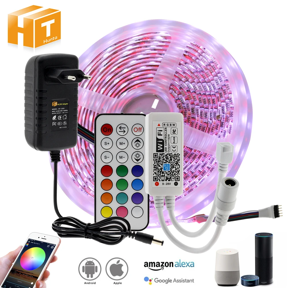 Wifi/Bluetooth RGB RGBW набор светодиодных лент DC12V Светодиодная лента 5050 5 м 300 светодиодный s+ wifi/Bluetooth контроллер+ адаптер питания