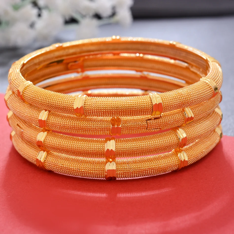 4pcs/Lot Iran Turkey Gold Bangles For Women Girls Dubai Circle Bracelet Jewelry Arab Middle Eastern African Fashion Metal Bangle - купить по