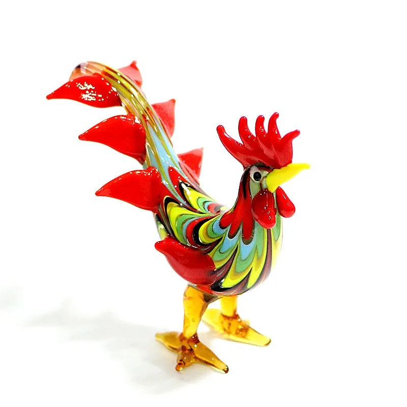 

Hook Silk Craft Handmade Red Glass Cock Figurines Cute Vivid Rooster Ornaments Christmas Gifts For Kids Home Room Tabletop Decor