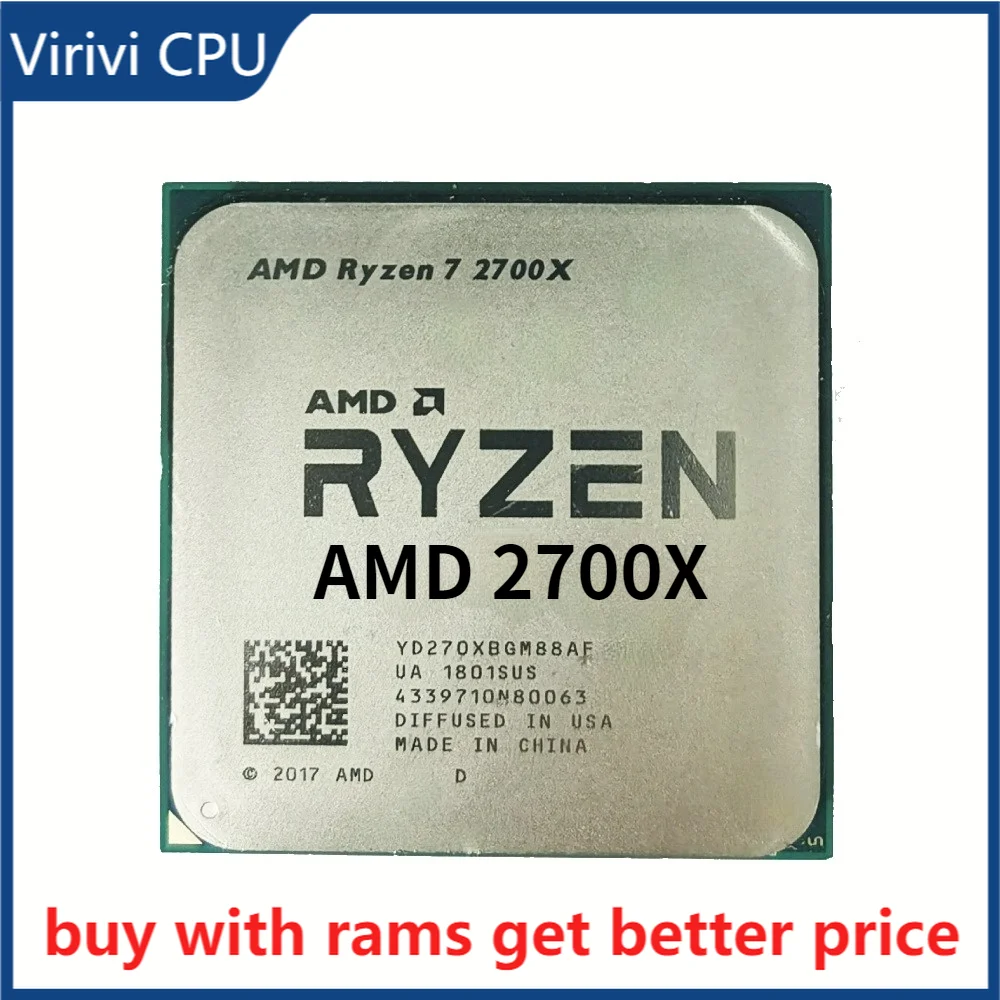 

Процессор AMD Ryzen 7 2700X R7 2700X YD270XBGM88AF, 8-ядерный 16-поточный ЦПУ, L2 = 4 МБ, L3 = 16 Мб, 3,7 Вт, разъем AM4