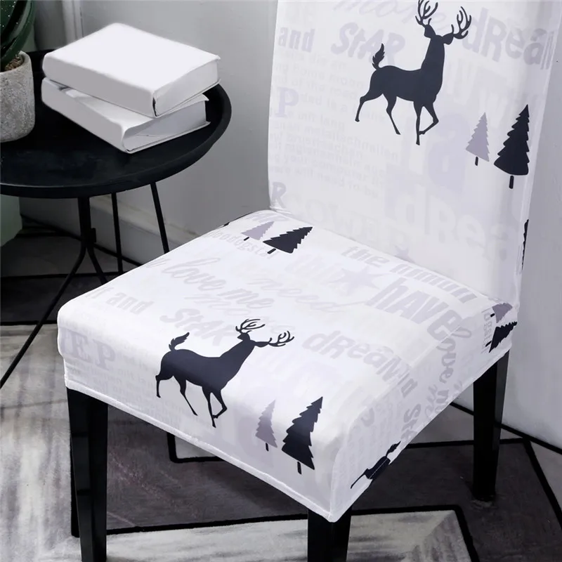Чехол на стул эластичный 1 шт. с принтом лося для гостиной рождественские