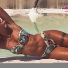 Женский купальник с принтом, сексуальный комплект микро бикини, бандо, купальники с высоким вырезом, летний купальный костюм, Бразильское бикини, 2020