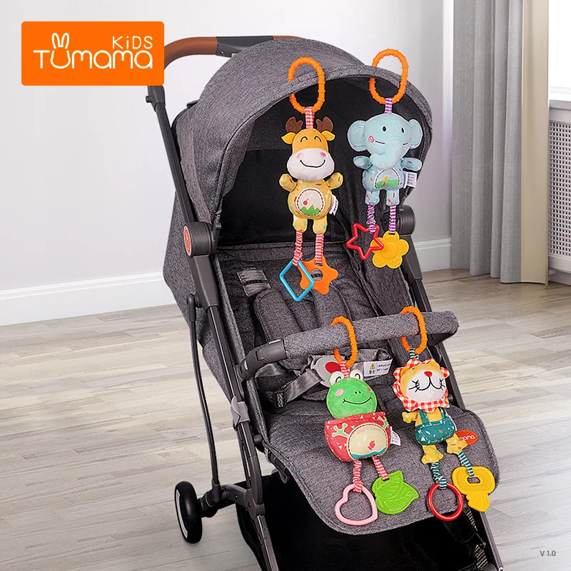 

Baby Plush Stroller Toys Baby Rattles Mobiles Cartoon Animal Fruit Rattle With Teether Hanging Bell Educational Baby Toys 0-12 M