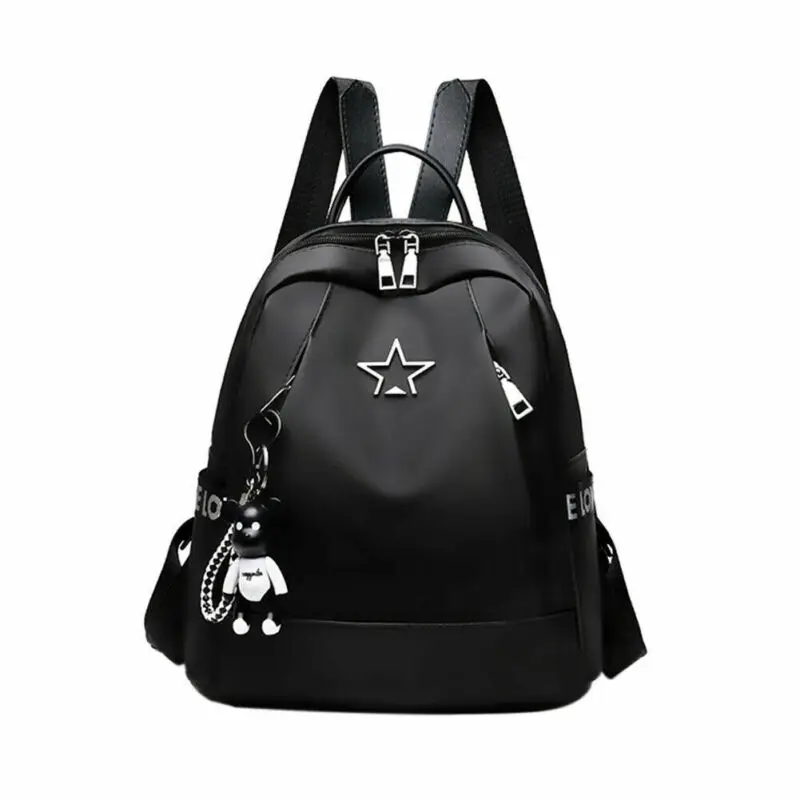 

New Fashion Women Large-Capacity Backpack Travel Shoulder Bag Soft Rucksack Ladies Oxford Backpack Black