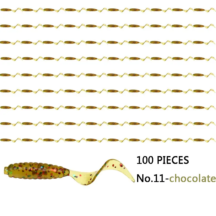 chocolate 100 шт. мягкий пластик искусственный isca pesca круглый хвост Белковая приманка личинка рыболовный червь moggot приманка личинка приманки 4 см - Цвет: chocolate