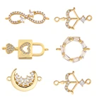 Подвеска с замком и планкой для изготовления ожерелья, милая Бесконечная любовь, звезда, дизайнерские подвески, Золотой медведь, ПАВЕ, кубический циркон