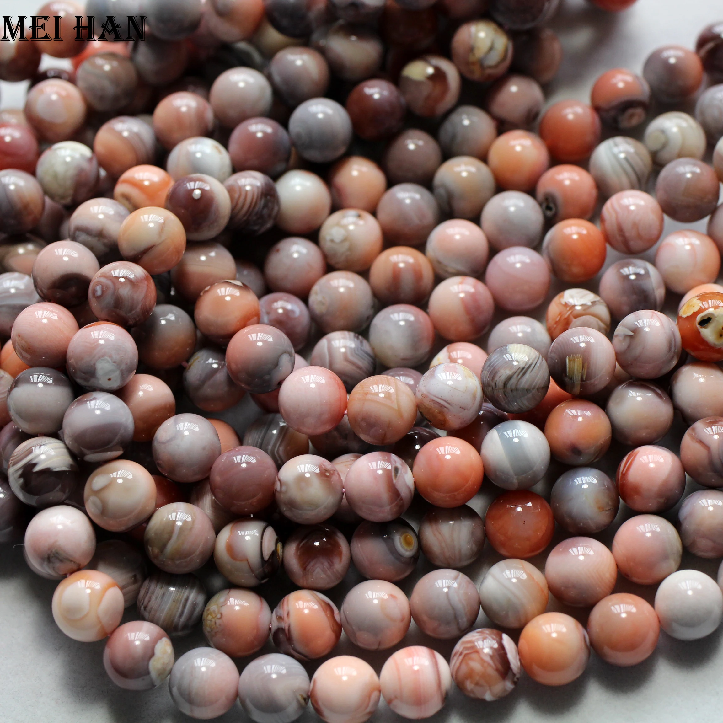 Meihan (1 нить/комплект) натуральный розовый драгоценный камень агата диаметром 10 мм