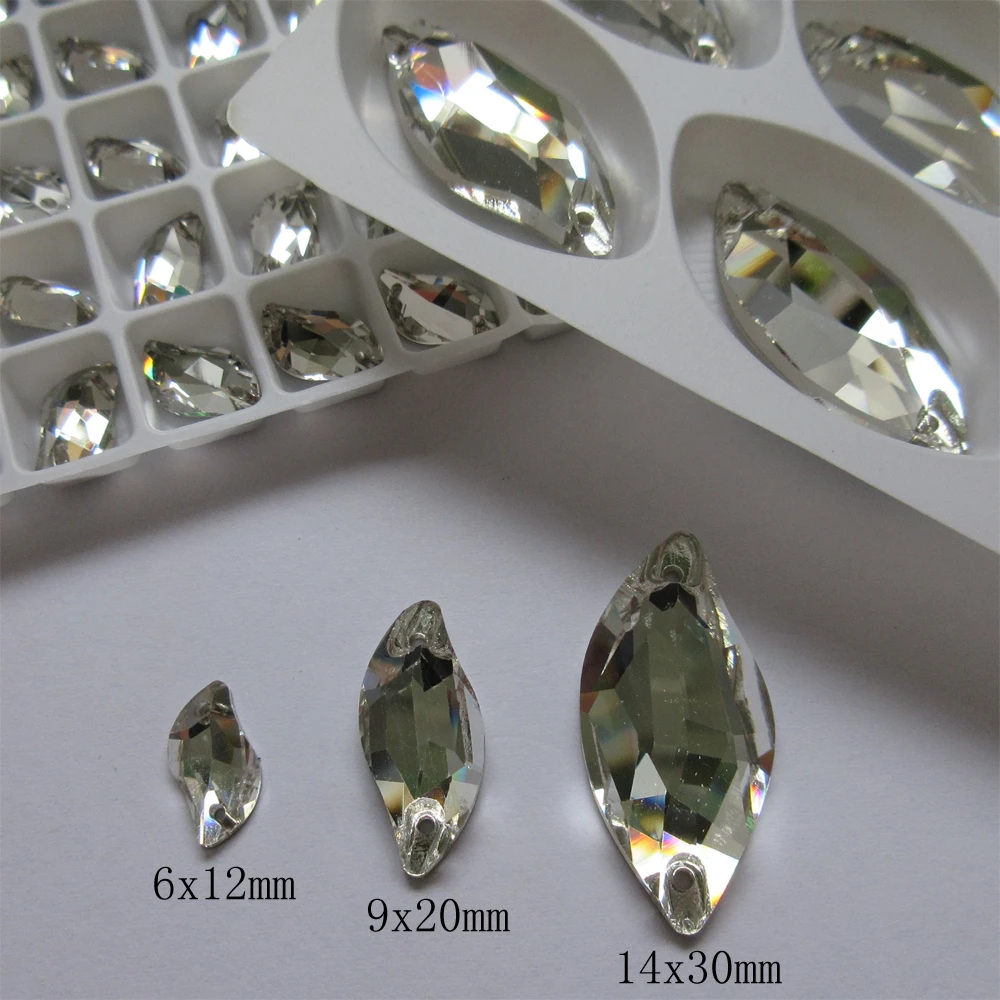 Прозрачно белый пришить свободные Стразы Diamond лист Стекло Flatback кристалл страз