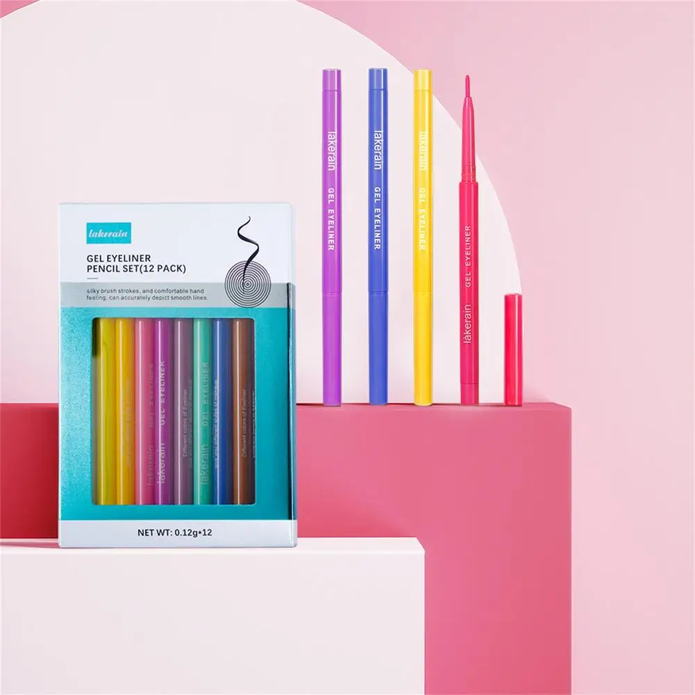 12 Colors Liquid Eyeliners Waterproof Colorful Eyeliner Pen Set Easy Apply Colored Retractable Makeup Liners for Women |