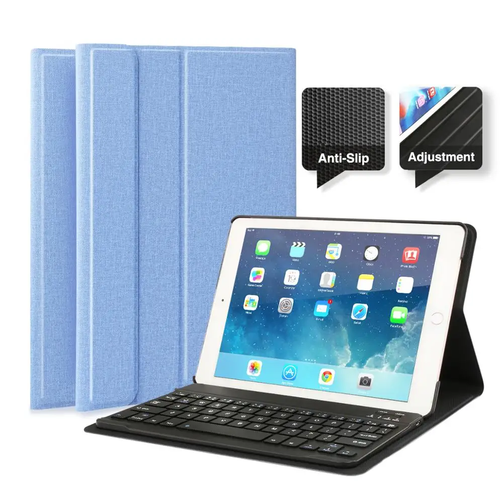 Light Blue Чехол для iPad с клавиатурой для iPad 9," для iPad Pro Air 1 Air 2 9,7, умный чехол с раскладкой клавиатуры qwero/AZERTY - Цвет: Light Blue