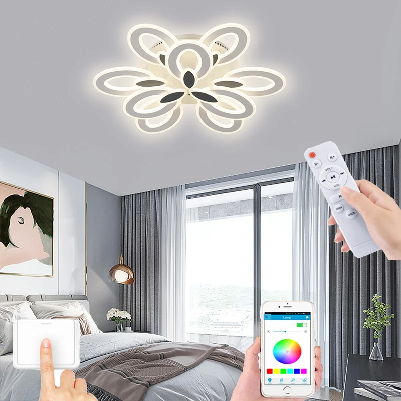 Nordic living room LED light intelligent remote control dimming lighting bedroom ceiling lamp villa dining room lighting fixture