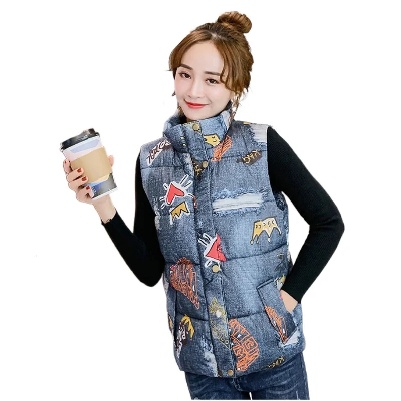 Женский хлопковый пуховой жилет зима 2021 свободный Универсальный ковбойский без