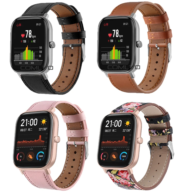 Высококачественный кожаный ремешок для xiaomi huami amazfit GTS наручных часов спортивный