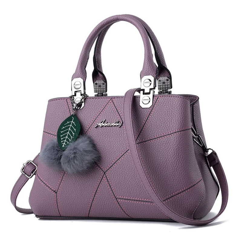 298Dark purple 3Pcs/Set Bags For Women Handbag PU Leather Shoulder Bags Casual Tote Tassel Top Handle Designer Bag Composite Messenger Bag - Цвет: 298Dark purple