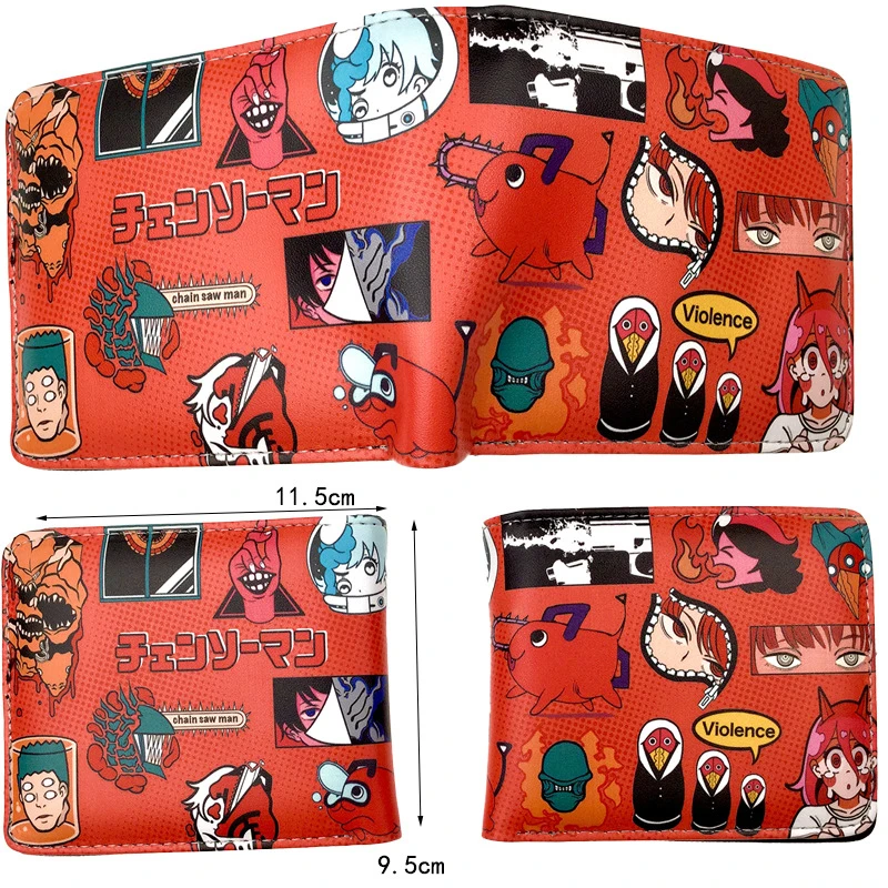 

Складной кошелек с изображением бензопилы, маленький кошелек с рисунком из аниме, кошелек с отделениями для карт, подарок на день рождения