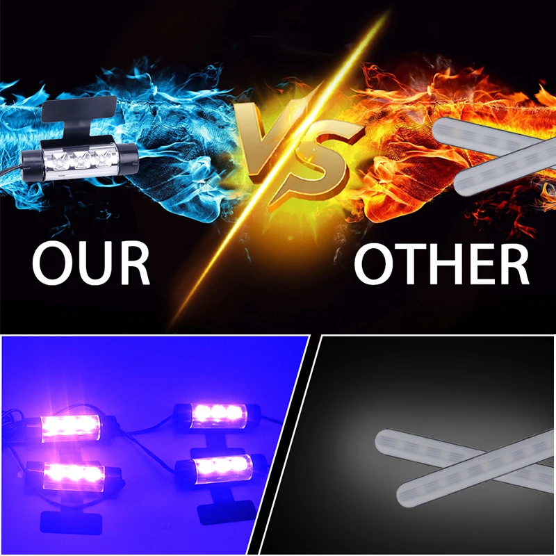 HLXG 4x3 LED Decoration Light Interior Floor Foot Car styling Atmosphere Blue Neon Lamp Strip Charge color Decorative | Автомобили и