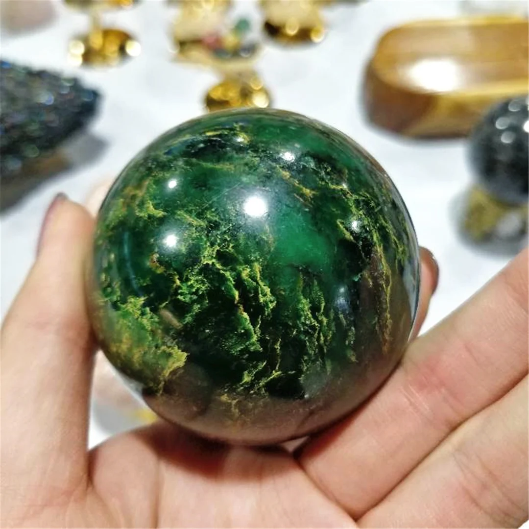 Натуральный кварц Emeraude изумрудный шар сфера драгоценные камни и минералы