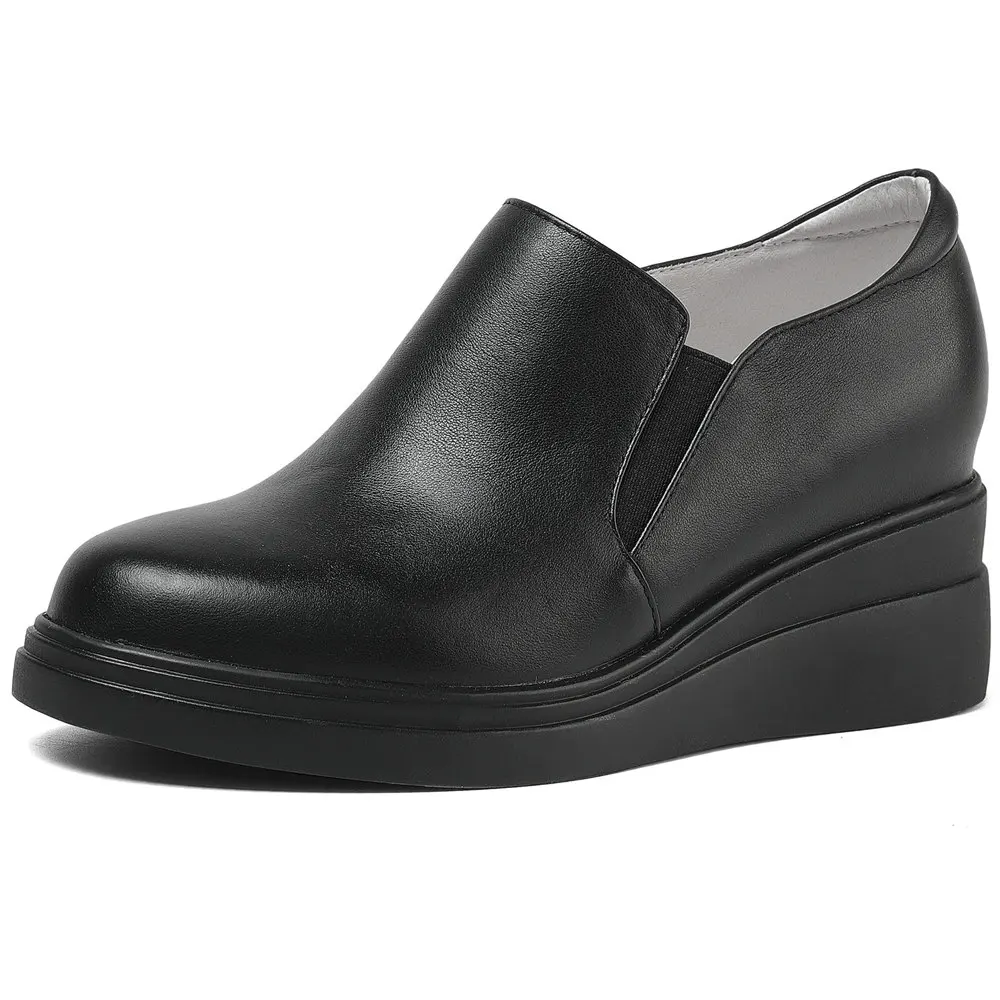 

Pumps Shoes Women Genuine Leather Wedges High Heel Ankle Boots Female Round Toe Fashion Sneakers Platform Loafers Casual Shoes