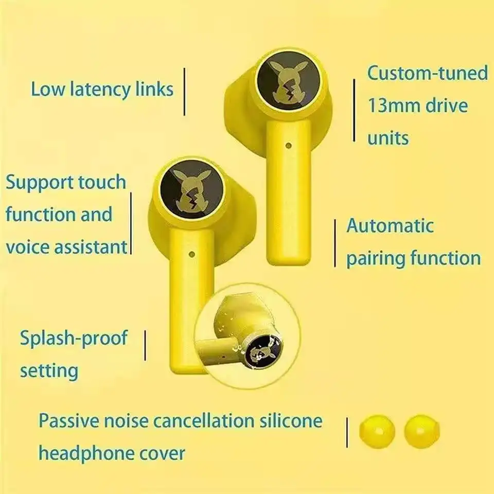 2021 Новая гарнитура Bluetooth Poké-Mon-Pikachu 5 0 наушники-вкладыши для геймеров зарядки Pokeball