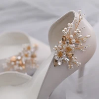 topqueen x21 2pcs pearls crystal alloy flower bride high heels clips horse eyes bridal wedding shoes buckle women accessorie