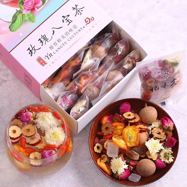 

180g Natural Aromatherapy Tea,Flower Tea with Dried Fruit Bag,Include Longan Rose Jujube Chinese Herbal Tea, Skin Beauty Tea