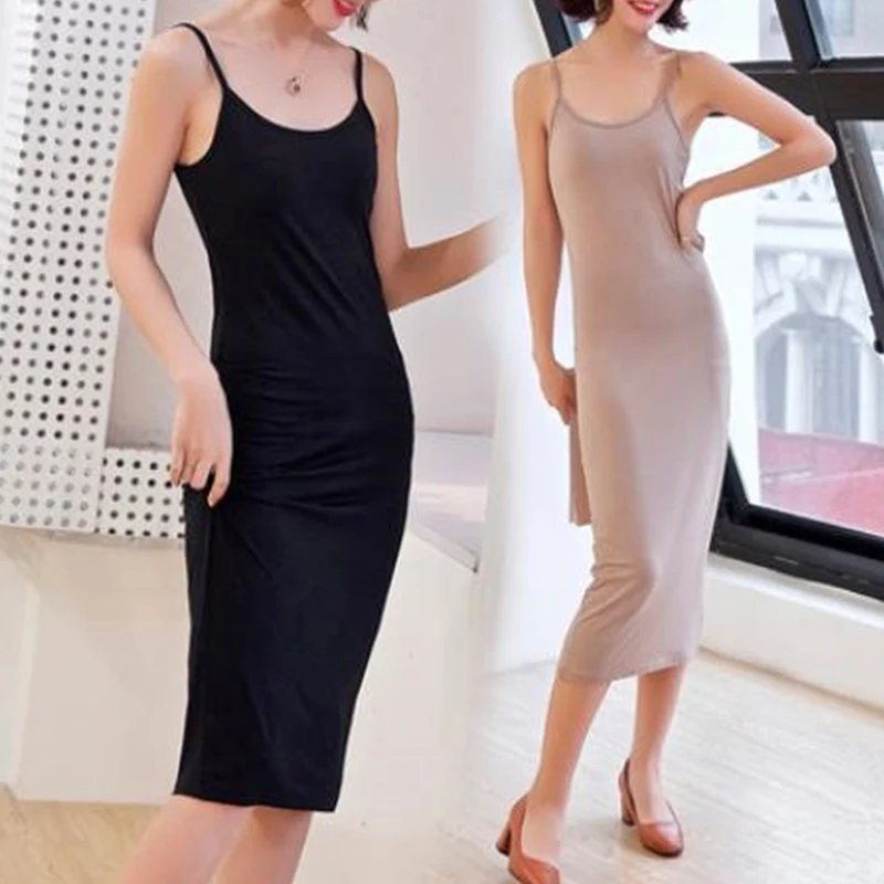 Женское длинное платье из модала повседневное черное до щиколотки с круглым