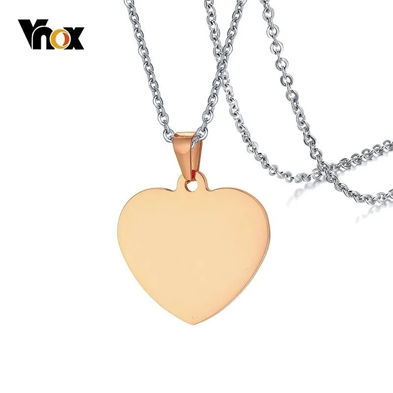 Классические простые Подвески Vnox в виде сердца для женщин и мужчин ожерелье из