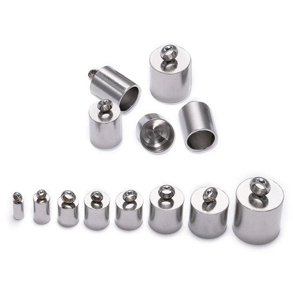 

10pcs100% Batch Stainless Steel End Tip Cap Suitable 2-10mm Tassel Leather Wire End Crimp Cap, Used To Make Jewelry Bracelet C