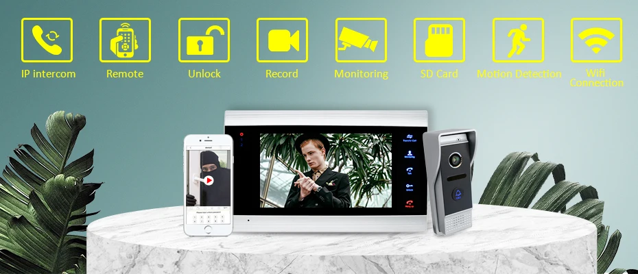 Homefong WIfi видео домофон видеодомофон AHD720P запись движения широкий угол звонок кольцо безопасности домашняя система контроля доступа