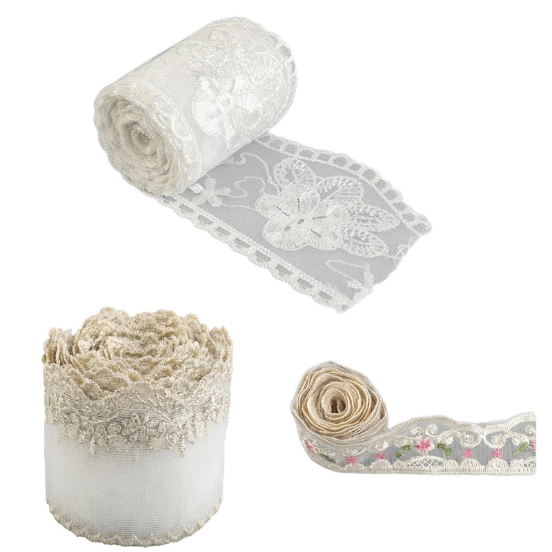 

White Handmade Lace Jewelry Patchwork Material Lace Ribbon DIYSewing Garment Accessories Bouquet Lace Ribbon Table Decor