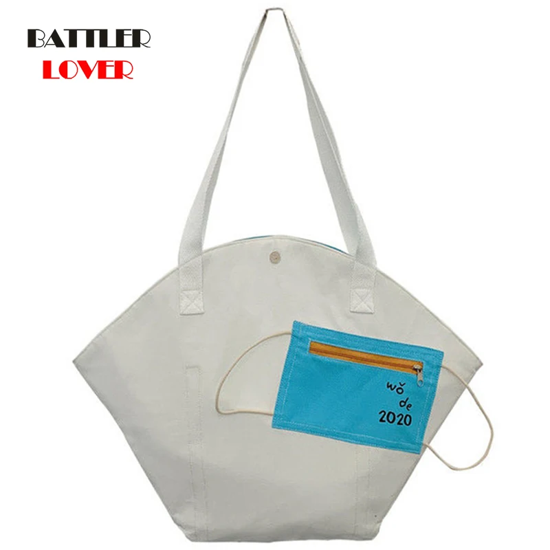 

Creative Mask Design Women Shoulder Bags Canvas Handbags Large Capacity Totes for Female Casual Messenger Shopping Purses
