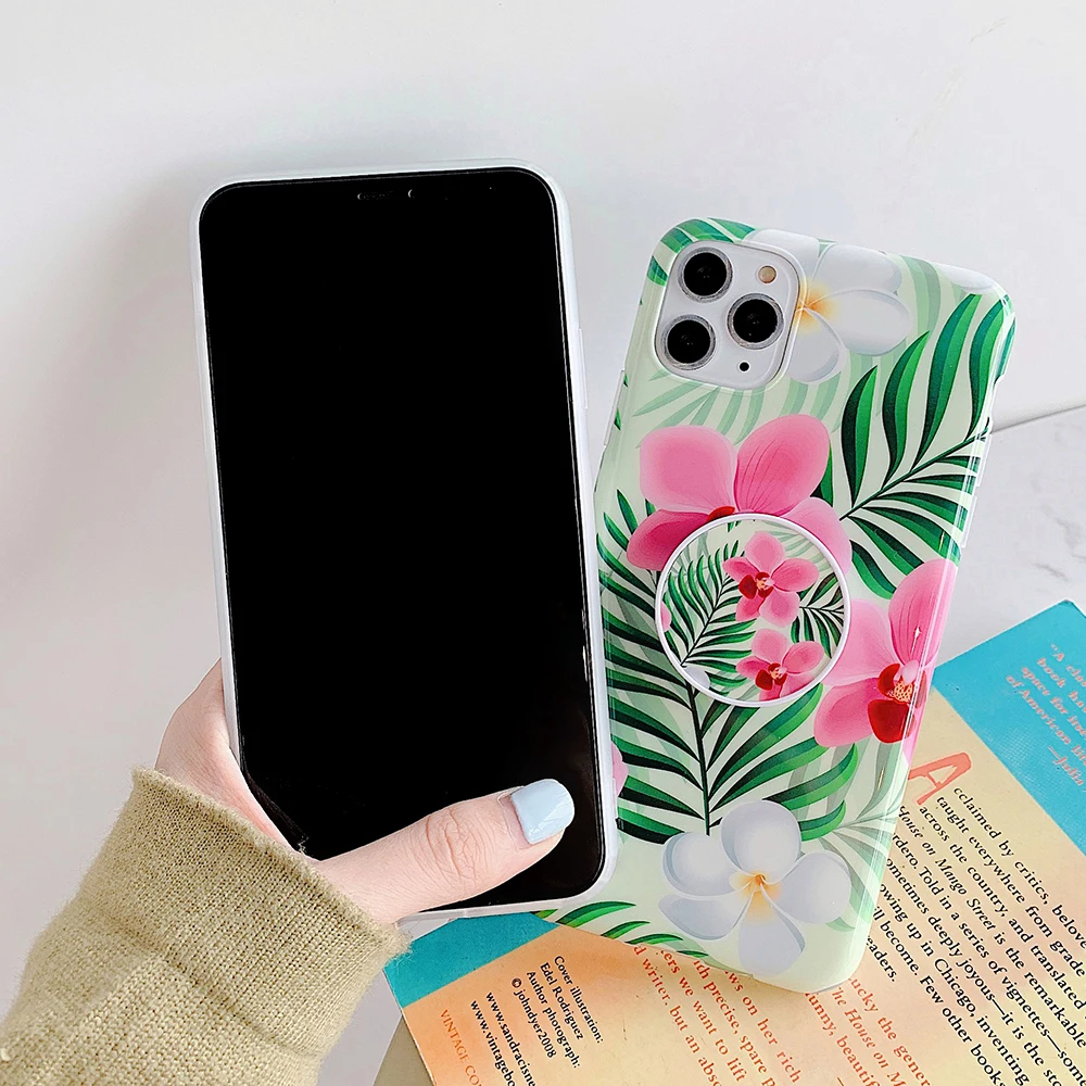 Чехол для телефона в стиле ретро с зелеными листьями и цветочным узором iPhone 11 Pro Max