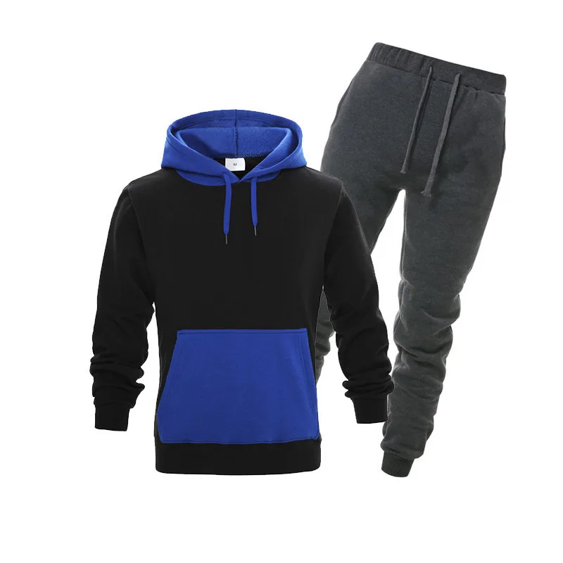 

Men's new autumn men's wear 2024 fashion handsome splicing sports casual suits men's casual sports hooded two-piece trend