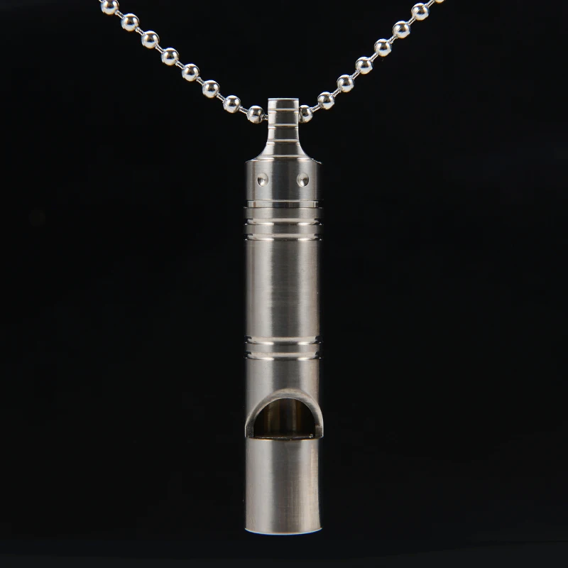 

Outdoor Survival Emergency Whistle Portable Camping High Decible Titanium Alloy Whistle With Chain Cheerleading Whistle
