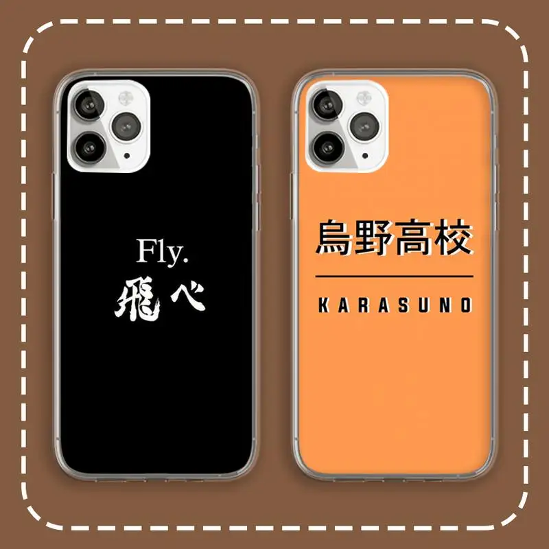 

HAIKYUU!! School badge style Phone Case Transparent for iPhone 6 7 8 11 12 s mini pro X XS XR MAX Plus cover funda shell