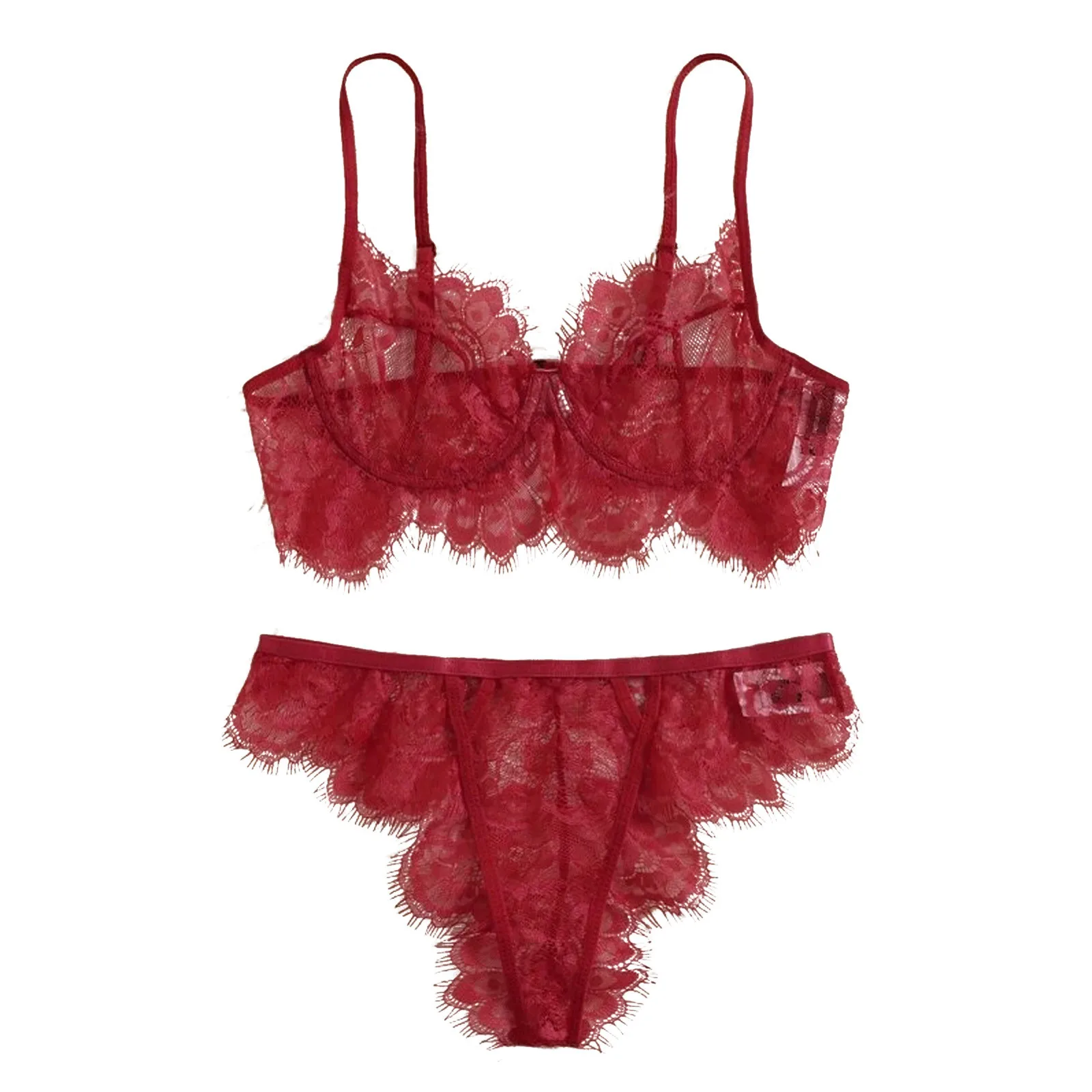 

Sexy Lingerie Women's Underwear Set Eyelash lace Brassiere Lingerie Set Lace Bralette Bra and Panty Set conjuntos de mujer