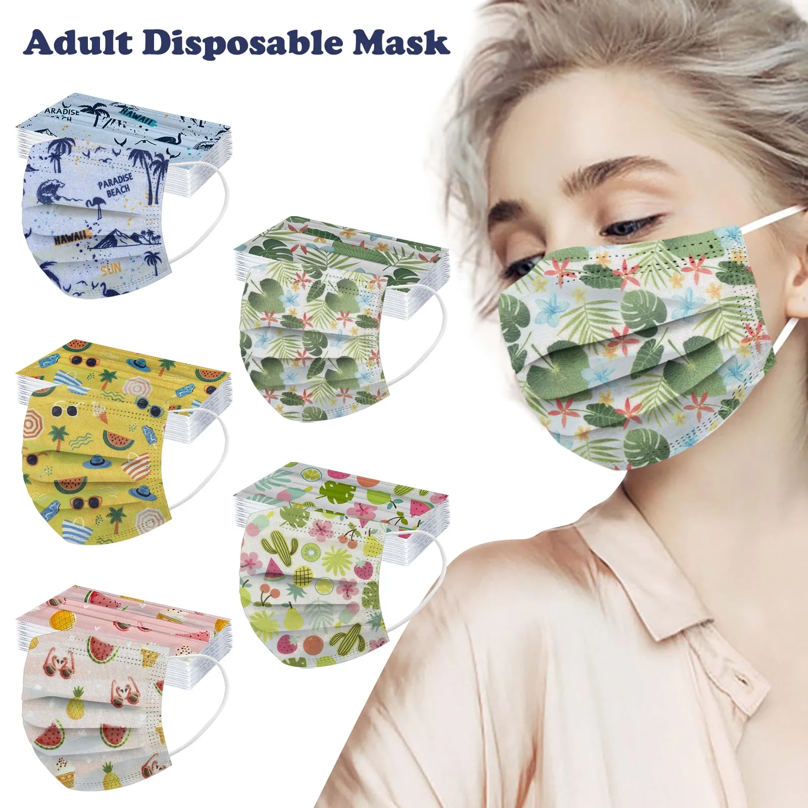 10pcs Disposable Face Mask adult Printed Covers For Women Unisex Masks for face Men Protective Facemask Halloween Cosplay Маска |