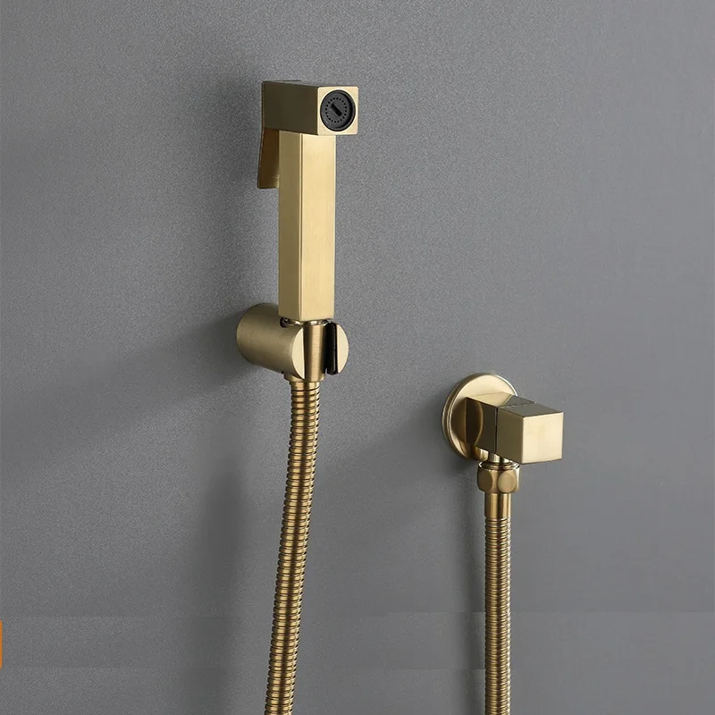 Square Brusehd Gold Bidets Bathroom Hand Shower Bidet Toilet Sprayer Hygienic Taps Spray Gun | Обустройство дома