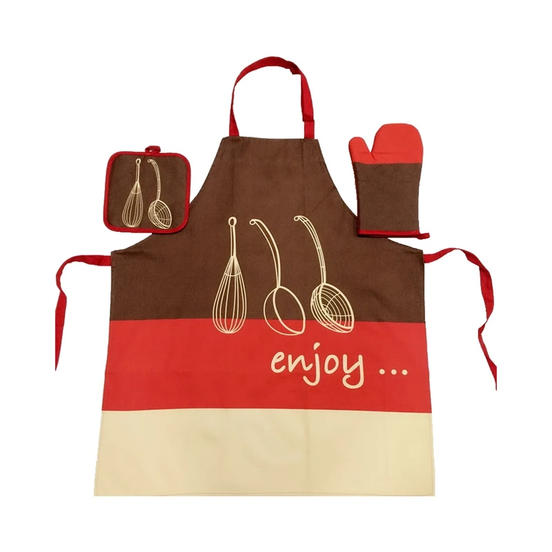 Женский кухонный фартук для повара выпечки нагрудник с принтом перчатка печи и